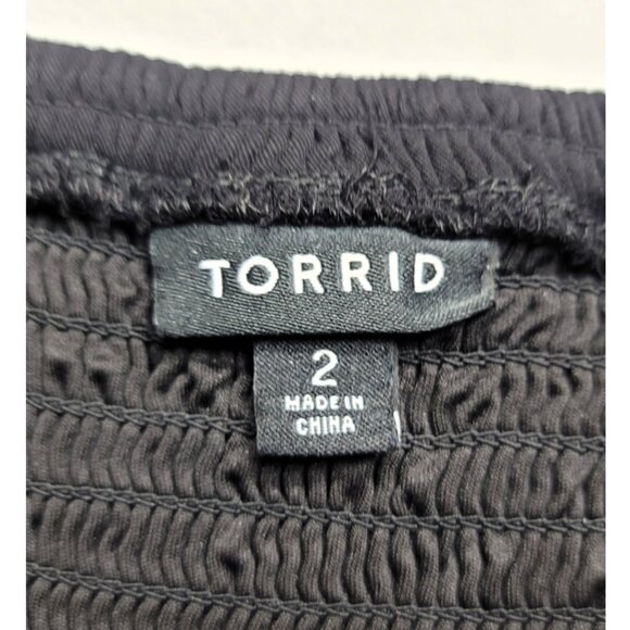 Torrid 2 Black Challis Cold Shoulder Lace Sleeve Hi-Lo Dress 2X 18 20 - Picture 11 of 14